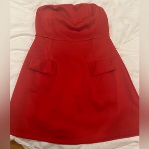 Blue Blush Strapless Red Mini Dress